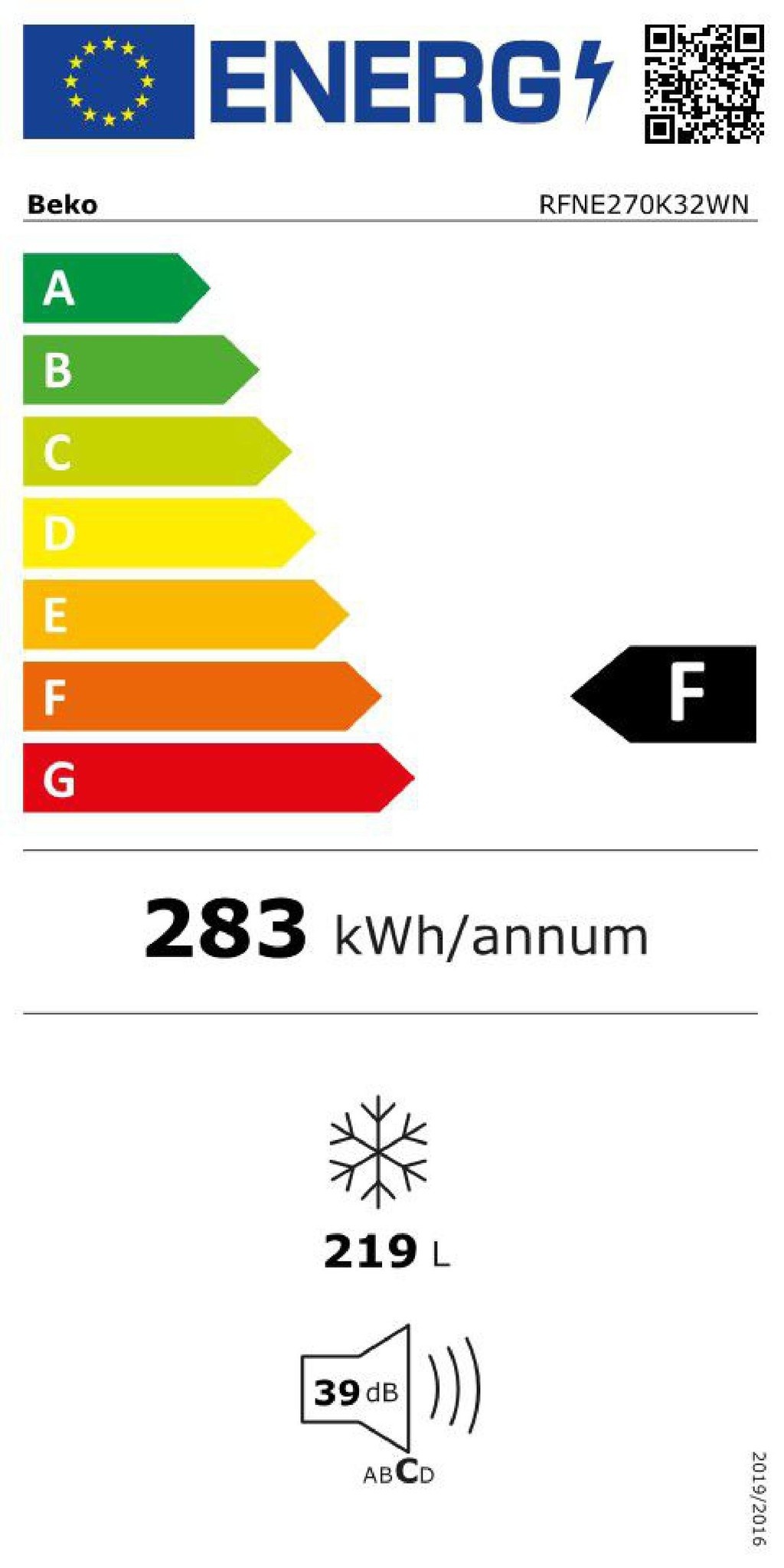 Beko RFNE270K32WN Vriezer
