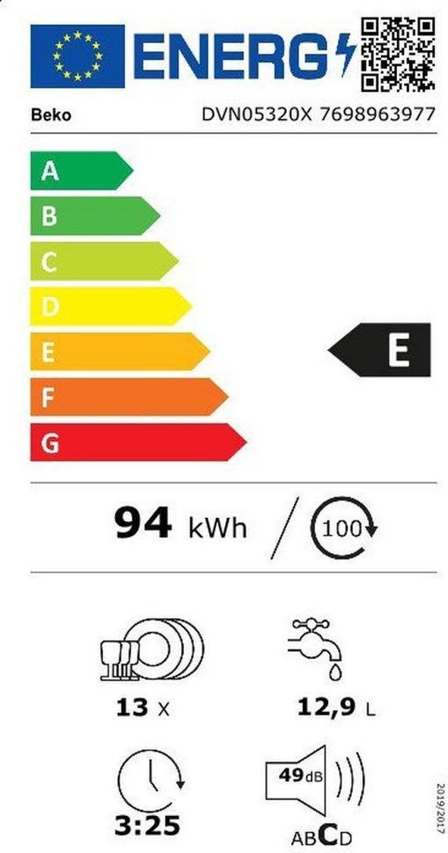 Beko DVN05320X vaatwasser vrijstaand