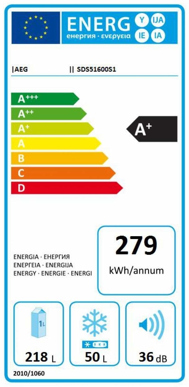 AEG SDS51600S1 Inbouw koelvriescombinatie nis 158 cm