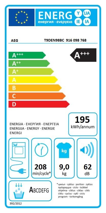 AEG T9DEN98BC FiberPro - Warmtepompdroger