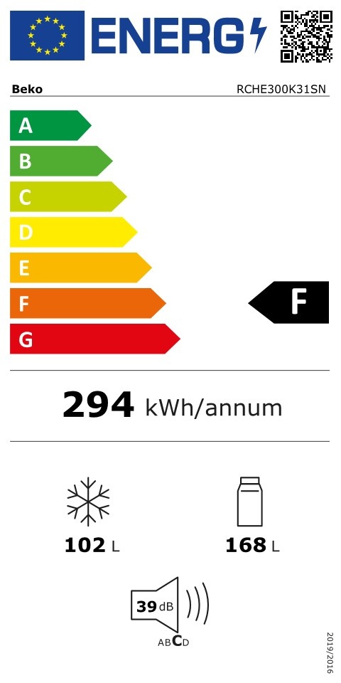 Beko RCHE300K31SN - Koel-vriescombinatie