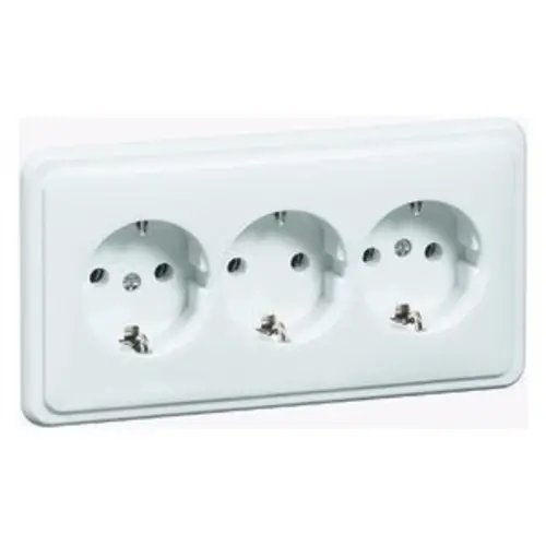 PEHA wandcontactdoos randaarde 3-voudig vlak voor wandgoot Standard creme glans (80.6513 W)