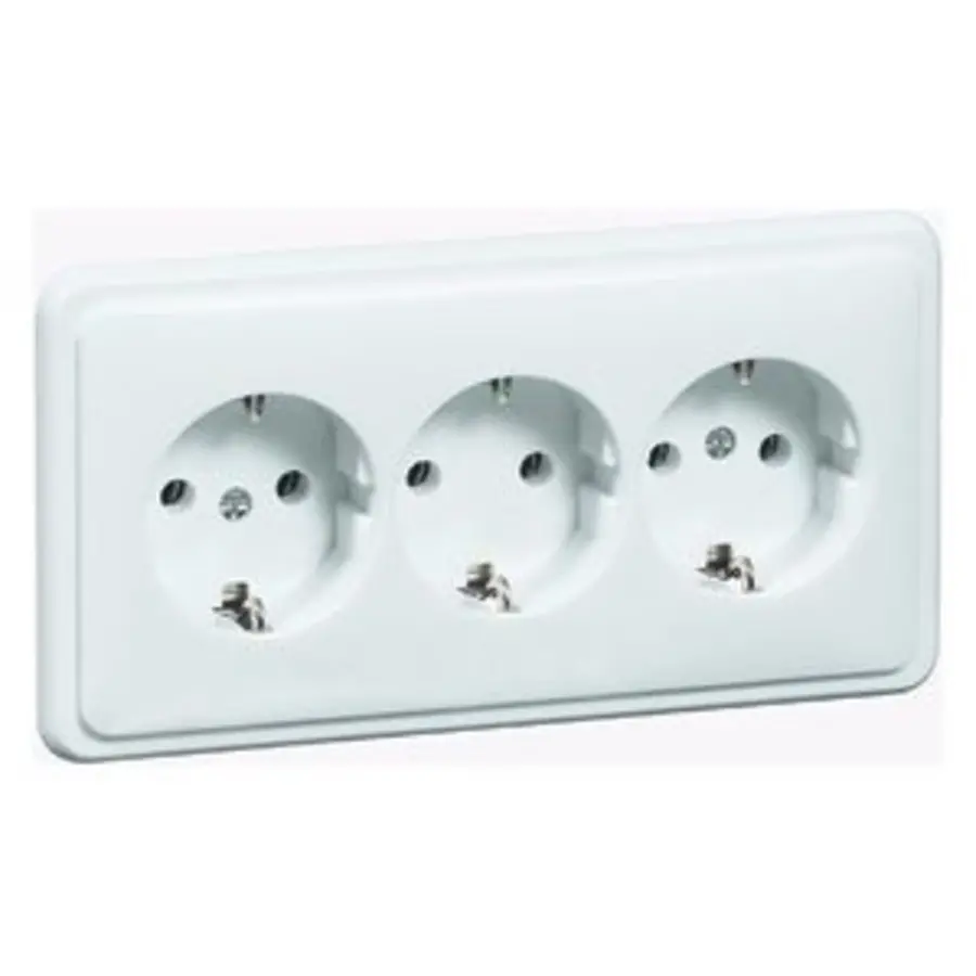 PEHA wandcontactdoos randaarde 3-voudig vlak voor wandgoot Standard creme glans (80.6513 W)