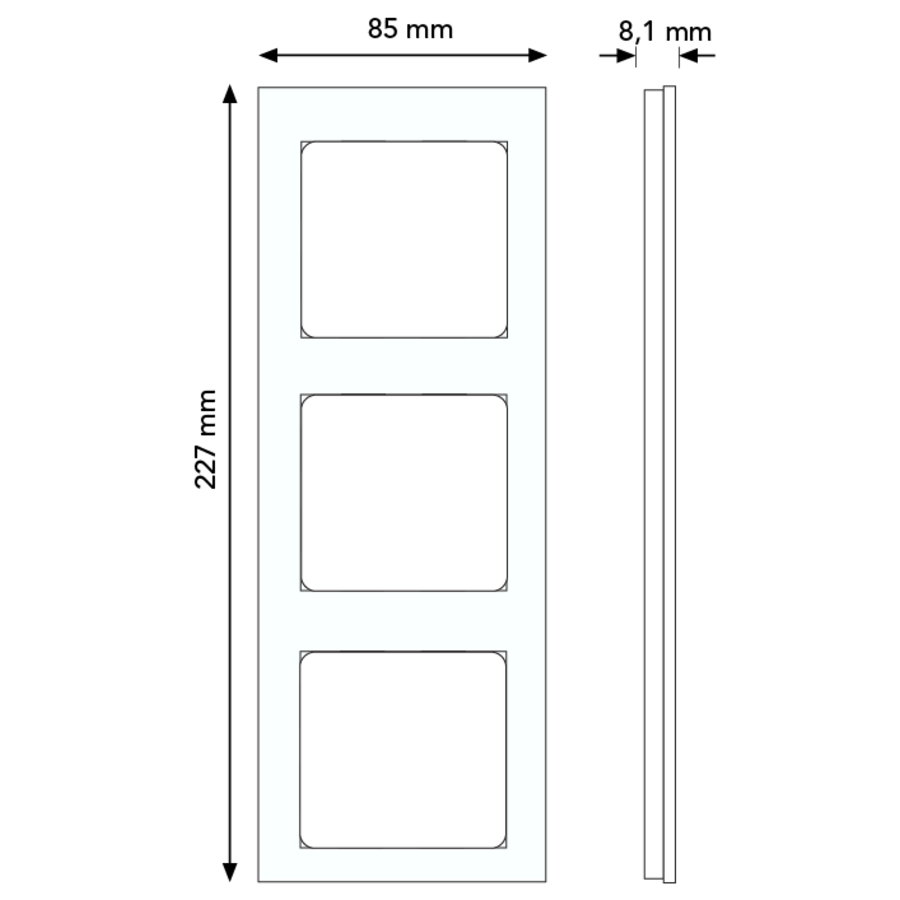 PEHA afdekraam 3-voudig Aura levend wit glas (20.573.52.02)