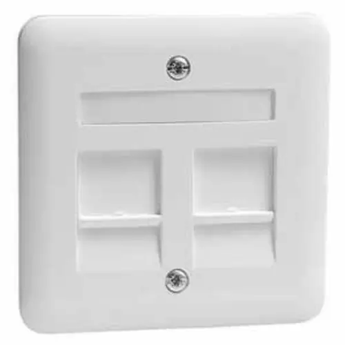 PEHA centraalplaat modular jack 2-voudig tekstkader Standard levend wit (80.610.02 MJ2 NA)