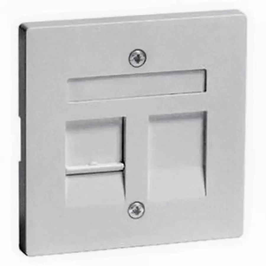 PEHA centraalplaat modular jack 1-voudig tekstkader Dialog aluminium gelakt (95.610.70 MJ1 NA)