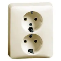 PEHA wandcontactdoos 2-voudig randaarde voor enkele inbouwdoos Standard creme (80.6512 W)