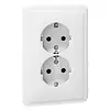 PEHA wandcontactdoos 2-voudig randaarde Safety+ voor ovale 1,5 inbouwdoos Standard levend wit (80.6412.02 SI)