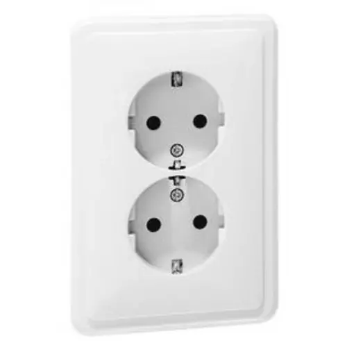 PEHA wandcontactdoos 2-voudig randaarde Safety+ voor ovale 1,5 inbouwdoos Standard levend wit (80.6412.02 SI)