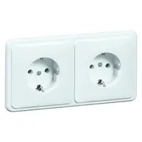 PEHA wandcontactdoos 2-voudig randaarde vlak voor wandgoot Standard creme glans (80.6512/3 W)
