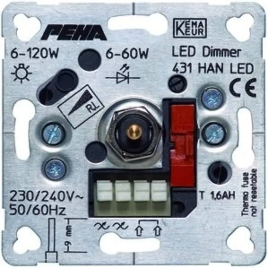 PEHA LED draai/druk dimmer fase aansnijding 6-60W (431 HAN LED O.A.)