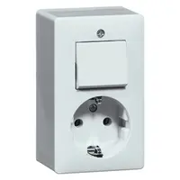 PEHA combinatie schakelaar en wandcontactdoos randaarde opbouw wit (6696.02)