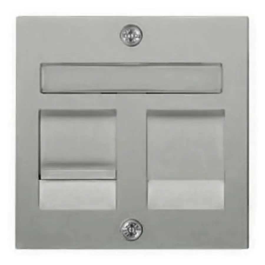 PEHA centraalplaat modular jack 1-voudig tekstkader Badora aluminium (11.610.70 MJ1 NA)