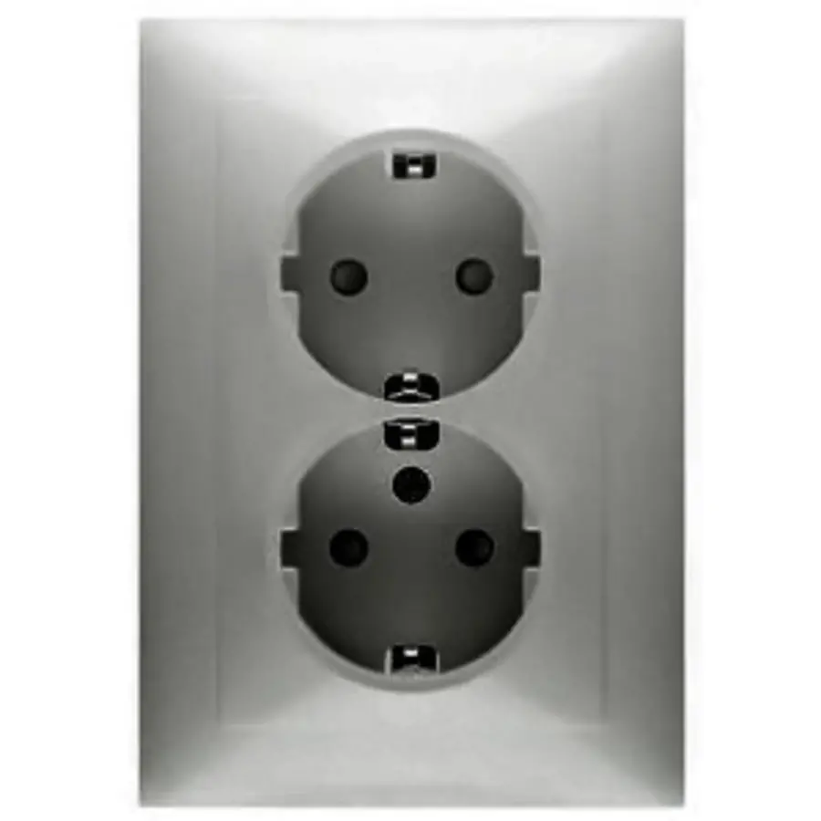 PEHA wandcontactdoos 2-voudig randaarde Badora aluminium (11.6512.70 SI)