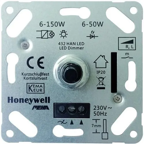 PEHA draai/drukknop LED-dimmer 6-50W (432 HAN LED O.A.)
