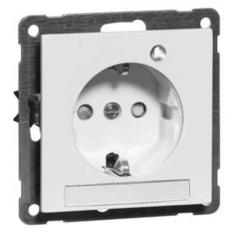 PEHA wandcontactdoos randaarde kindveilig met controlelamp en tekstveld Nova levend wit (20.6511.022 LED/4 NA)