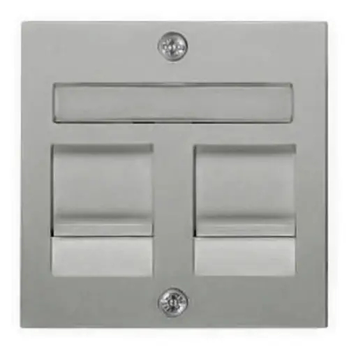 PEHA centraalplaat modular jack 2-voudig tekstkader Badora aluminium (11.610.70 MJ2 NA)