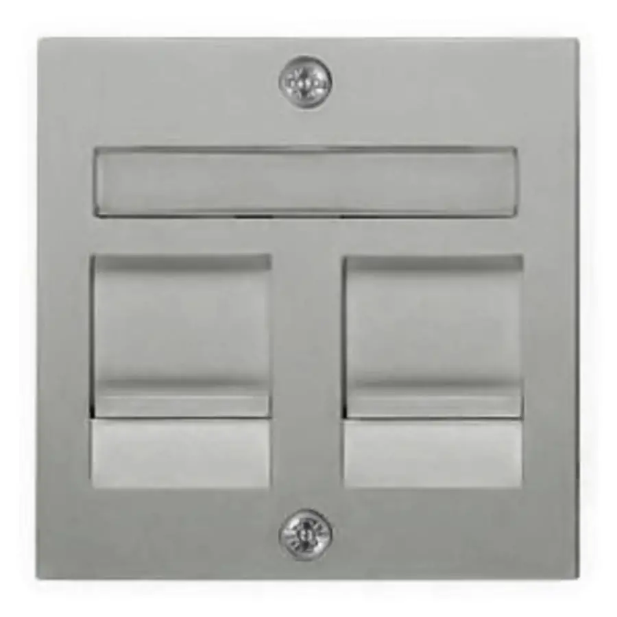 PEHA centraalplaat modular jack 2-voudig tekstkader Badora aluminium (11.610.70 MJ2 NA)