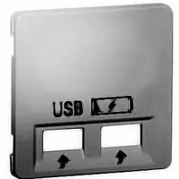PEHA centraalplaat USB 2-voudig Aura aluminium (20.610.70 USB SPV)