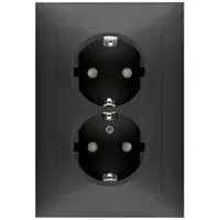 PEHA wandcontactdoos 2-voudig randaarde kindveilig Badora zwart mat (D 11.6512.193 SI)