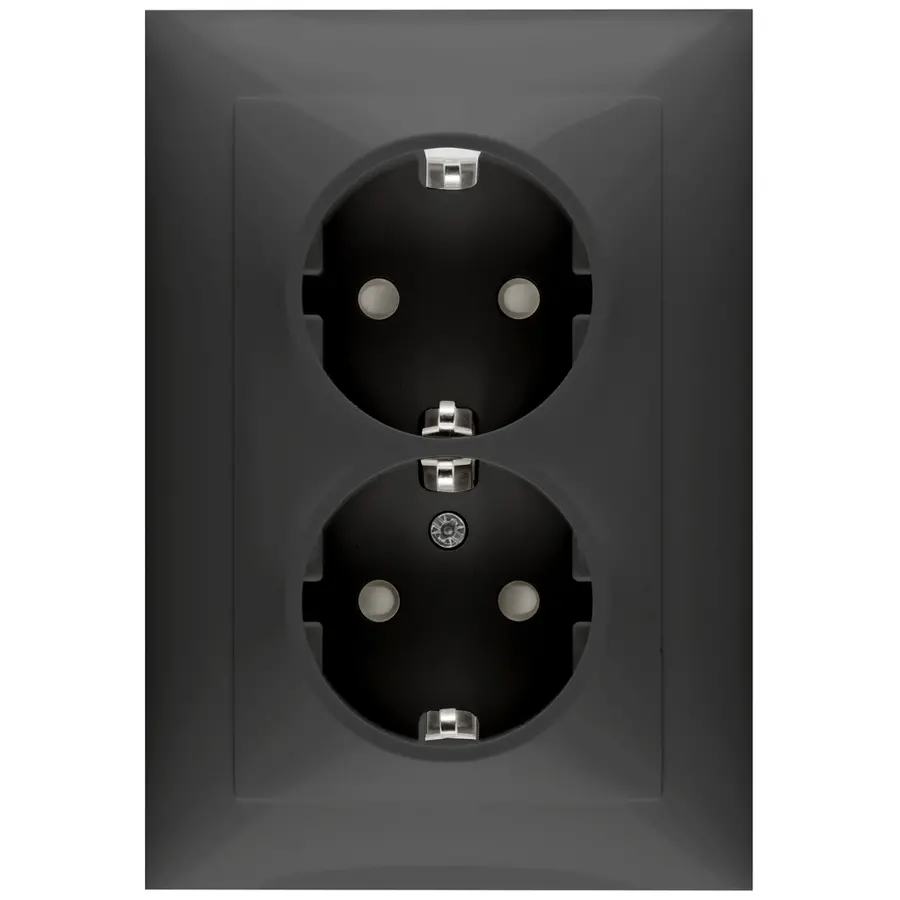 PEHA wandcontactdoos 2-voudig randaarde kindveilig Badora zwart mat (D 11.6512.193 SI)