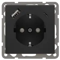 PEHA wandcontactdoos met USB A en C 3.4A voor Nova - Standard - Dialog zwart mat (D 6511.193 SI USB CA)