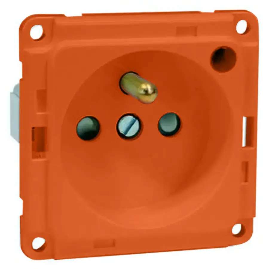 PEHA wandcontactdoos met penaarde Belgie kindveilig Compacta oranje (6571.33 ME LED/4 SI)