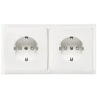 PEHA Wandcontactdoos randaarde kindveilig 2-voudig vlak voor wandgoot Standard Inline levend wit (80.6512 SI/572.02)