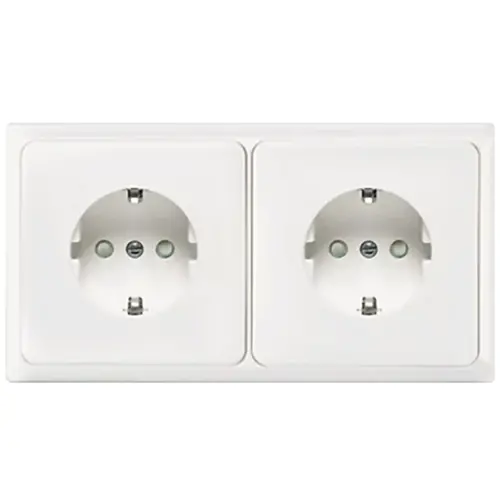 PEHA Wandcontactdoos randaarde kindveilig 2-voudig vlak voor wandgoot Standard Inline levend wit (80.6512 SI/572.02)