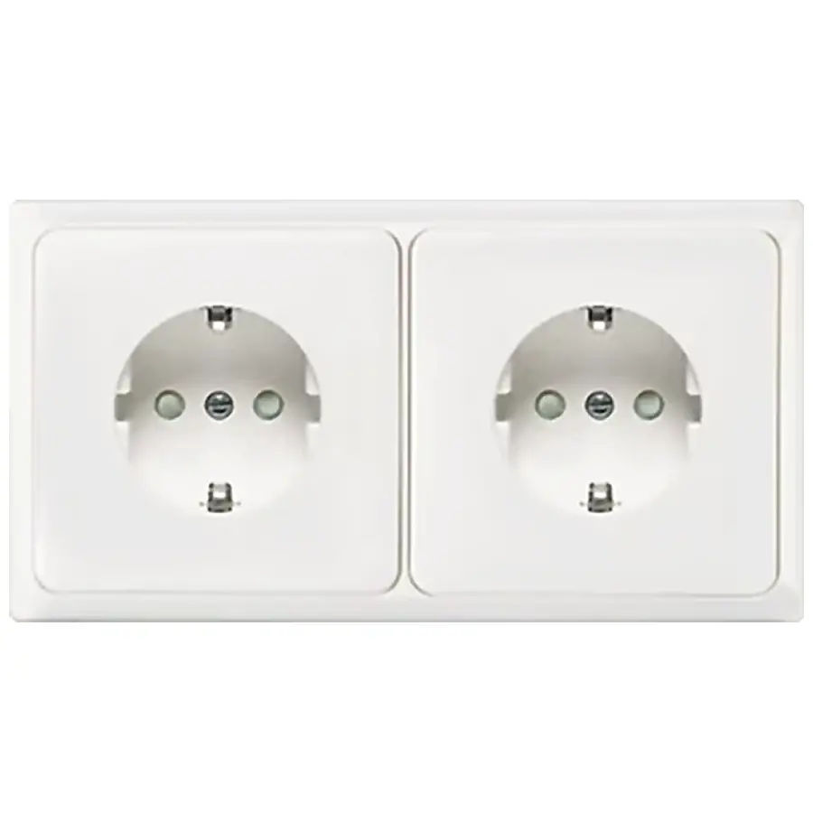 PEHA Wandcontactdoos randaarde kindveilig 2-voudig vlak voor wandgoot Standard Inline levend wit (80.6512 SI/572.02)