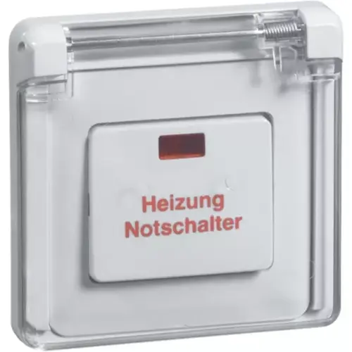 PEHA verwarming 2-polige nood-/uitschakelaar met slagvaste transparante klapdeksel Standard creme (81.512 V K HN)