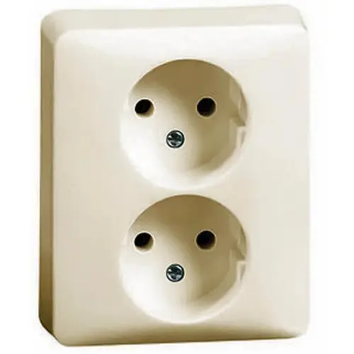 PEHA wandcontactdoos 2-voudig zonder randaarde kindveilig voor enkele inbouwdoos Standard creme (F 80.1912 SI W)