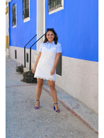 Blauw/witte kanten jurk