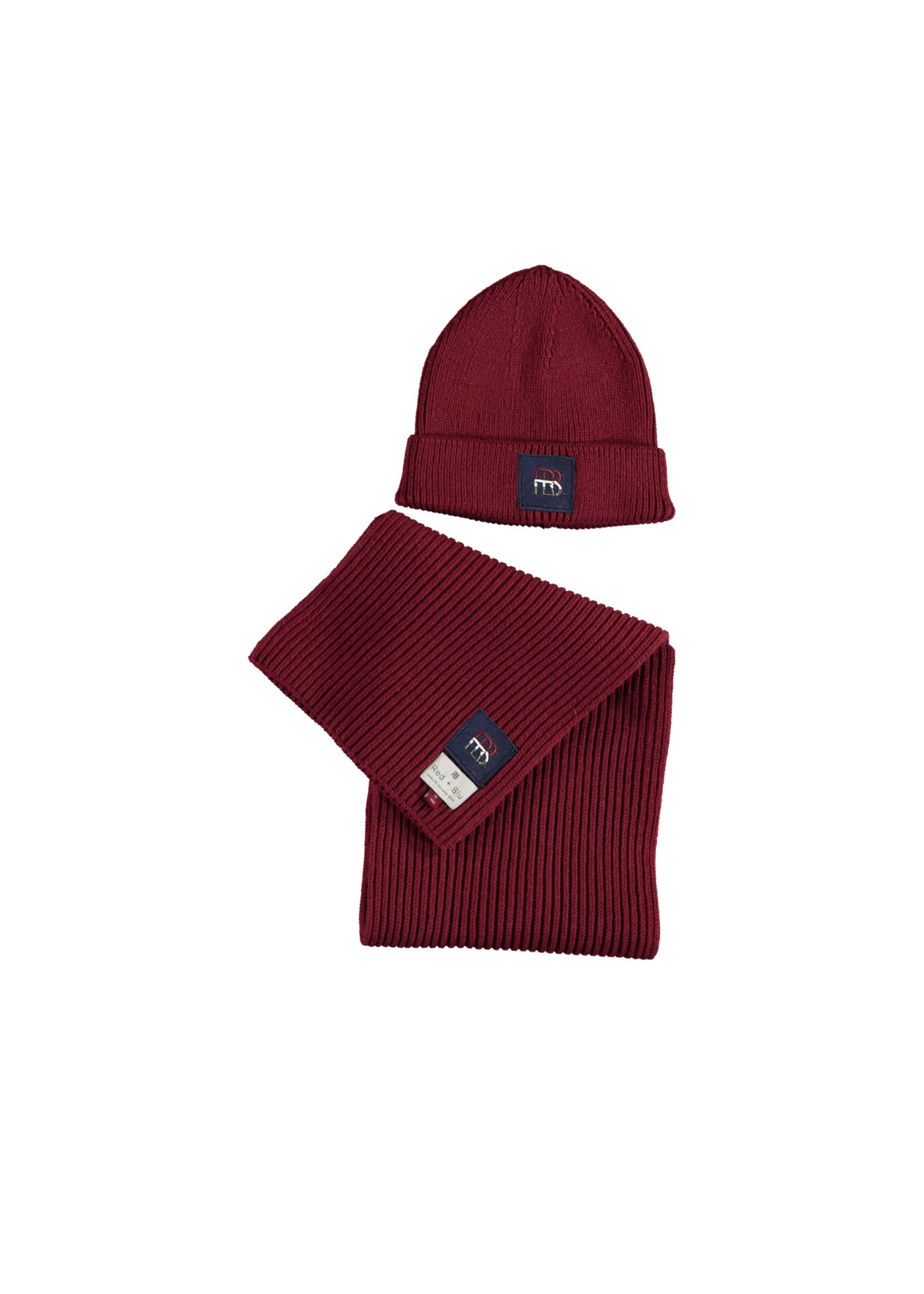 Knitted hat and scarf - Bordeaux