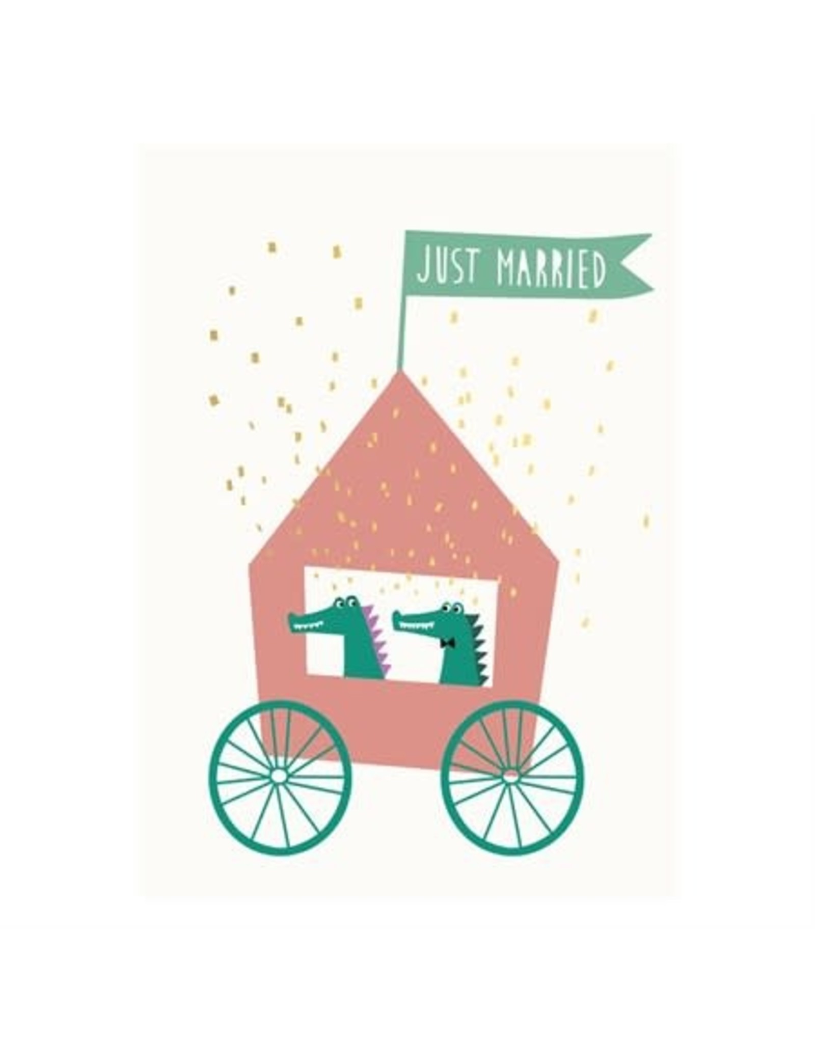 Kaartje 'just married-crocodile'