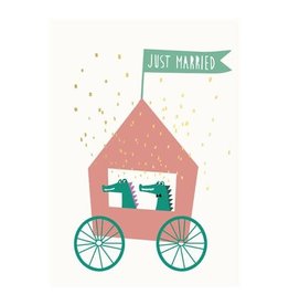 Kaartje 'just married-crocodile'