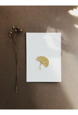 Wenskaart 'GINKGO' met geborduurd strijkontwerp