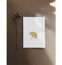 Wenskaart 'GINKGO' met geborduurd strijkontwerp