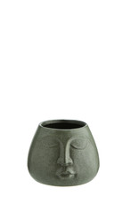 Bloempot dia 13.5cm (groen/gezicht)