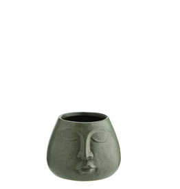 Bloempot dia 13.5cm (groen/gezicht)