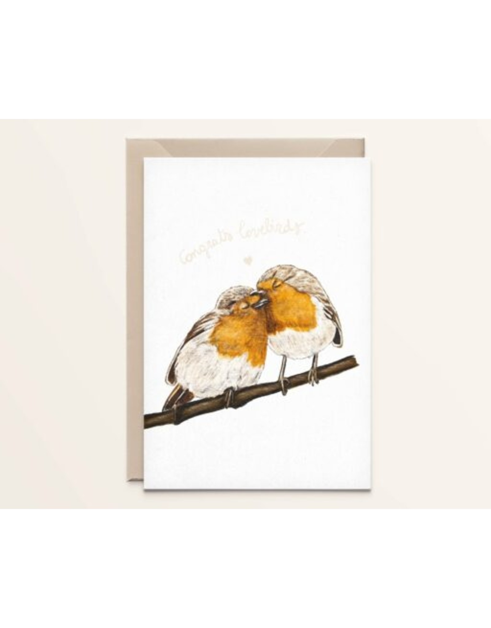 Kaartje 'lovebirds-robins-congrats'