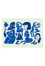 Kaartje 'blue abstract women'