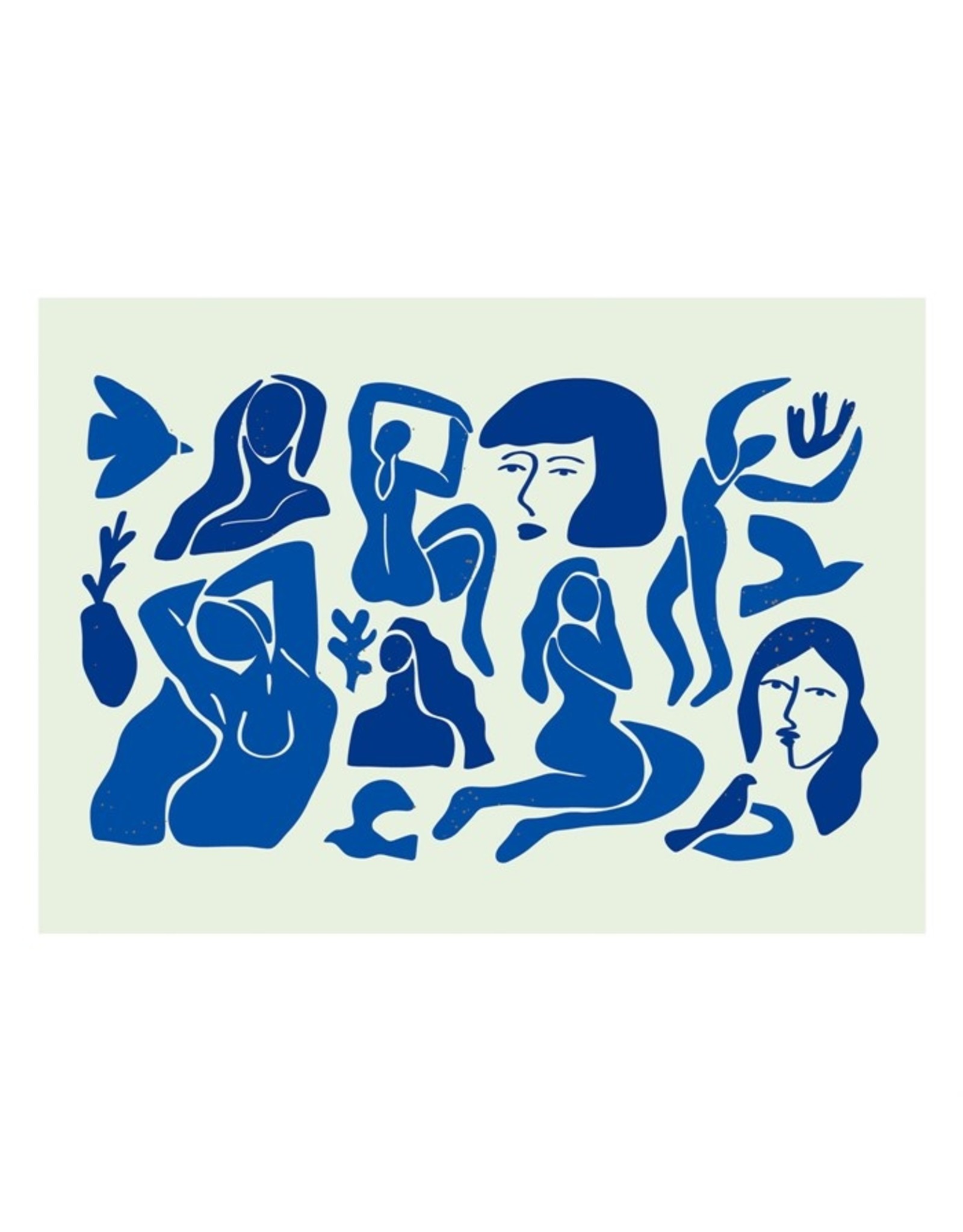 Kaartje 'blue abstract women'