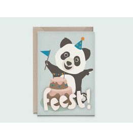 Kaartje 'panda feest uitnodiging'