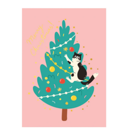 Kaartje 'cat christmas tree'