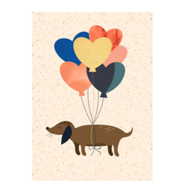 Kaartje 'dog & balloons'