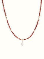 Nown Gigi Red Jasper Pearl Drop Necklace Gold Filled