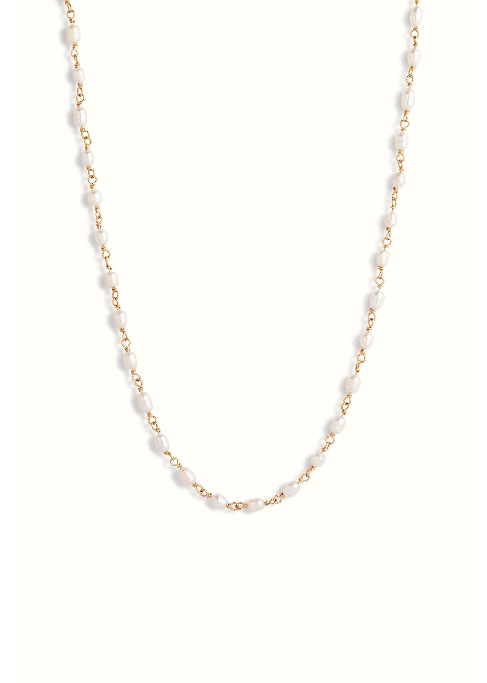 Arabella Pearl Rosary Necklace Gold 