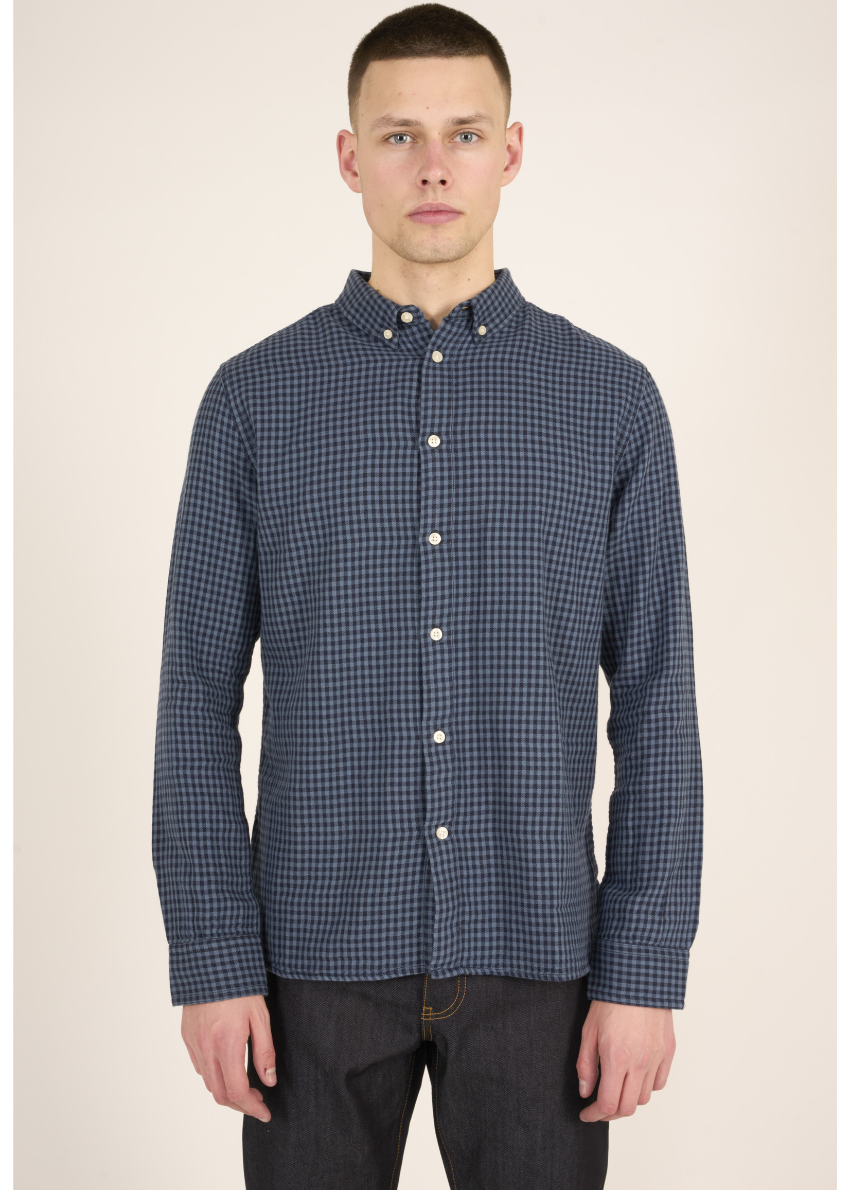 Knowledge Cotton Double Layer Check Shirt