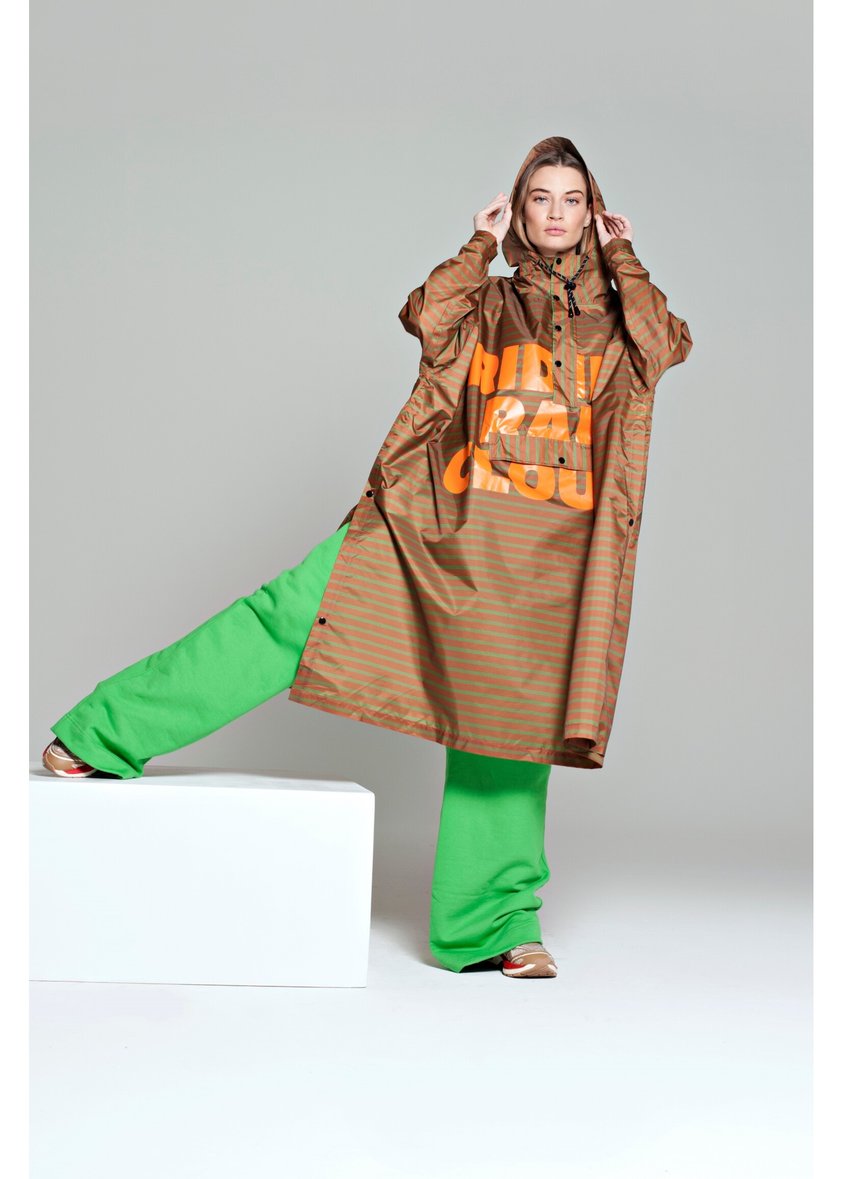 Rainkiss Breton Brown Green Text - Rain Poncho